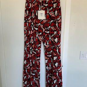 NWT DVF Brooklyn Pants Rabbit Hearts Print Silk Cotton size M